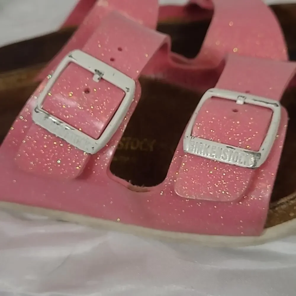 BIRKENSTOCK Arizona Pink Glitter Double Buckle Sandals EU Size 34 /US 3.5